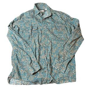 Roper Western Pearl Snap Shirt Women’s Size Small Green Paisley Long Sleeve